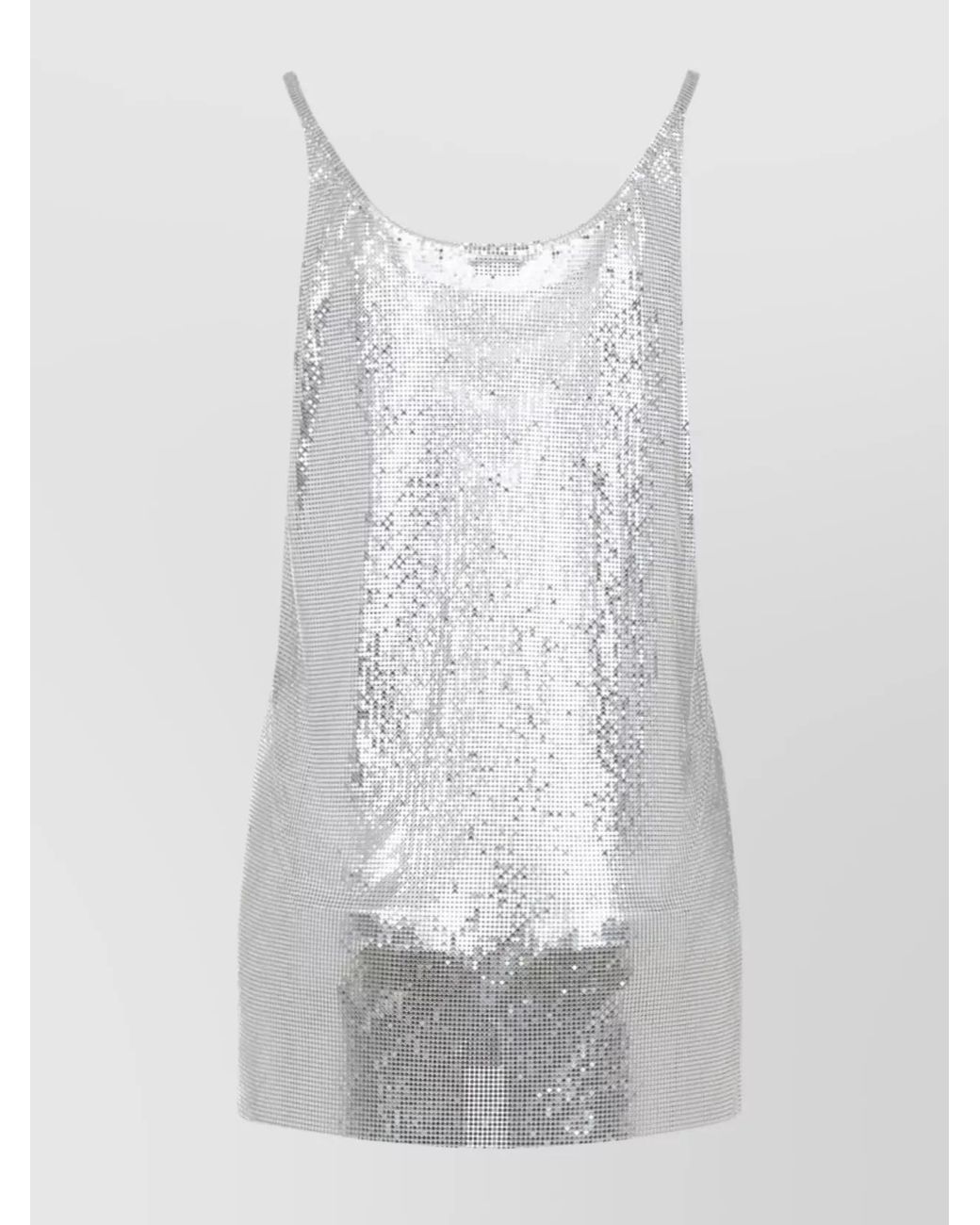 Rabanne White Metallic Mesh Sequin Top