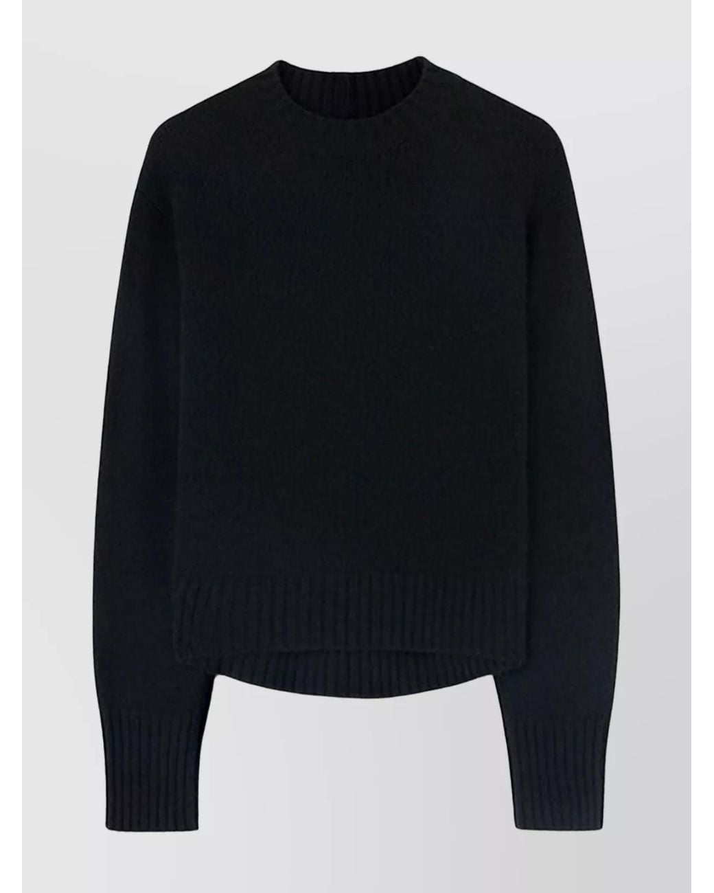 Jil Sander Black Cashmere Ribbed Crew Neck Regular-Fit Jumper