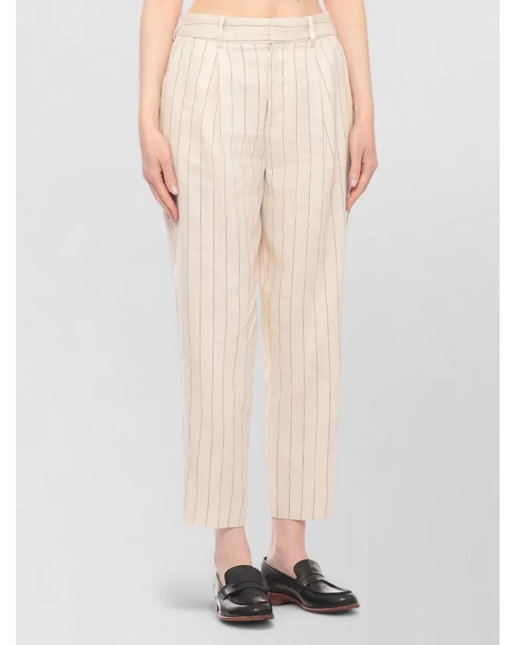 PT Torino Natural Striped Straight-Leg Trousers