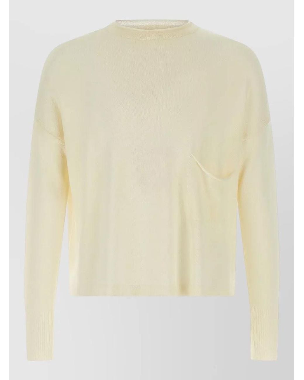 Ma'ry'ya Natural Virgin Wool Crew-Neck Long-Sleeve Jumper for men