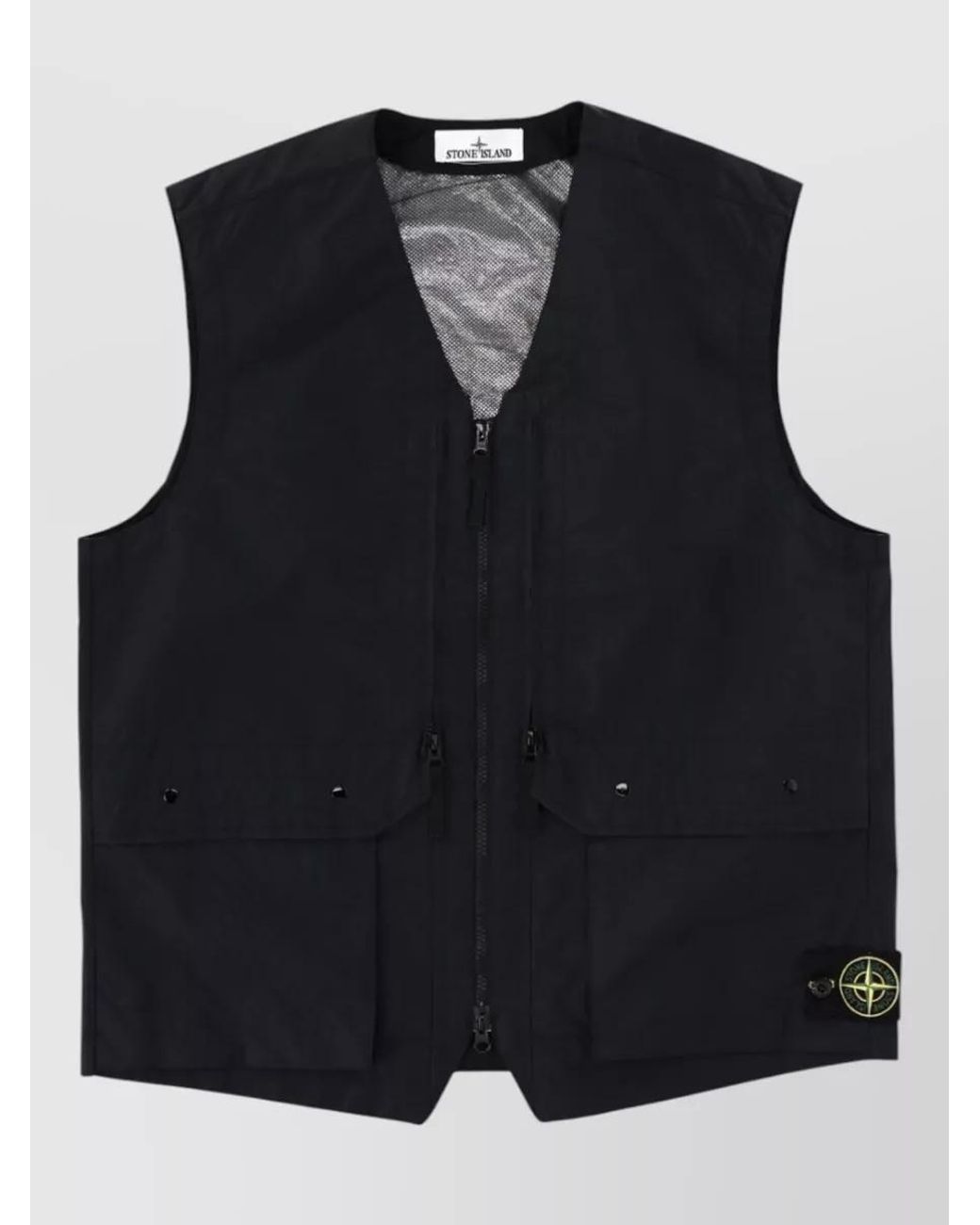 Stone Island Black Polyester Vest for men