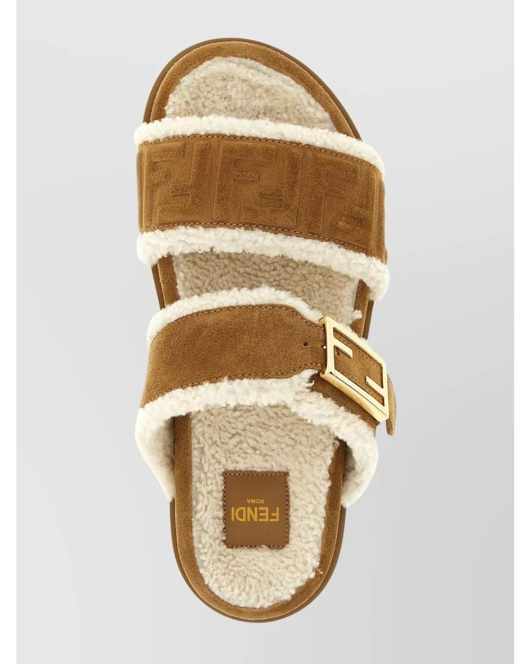 Fendi Brown Feel Ff Embossed Sandals