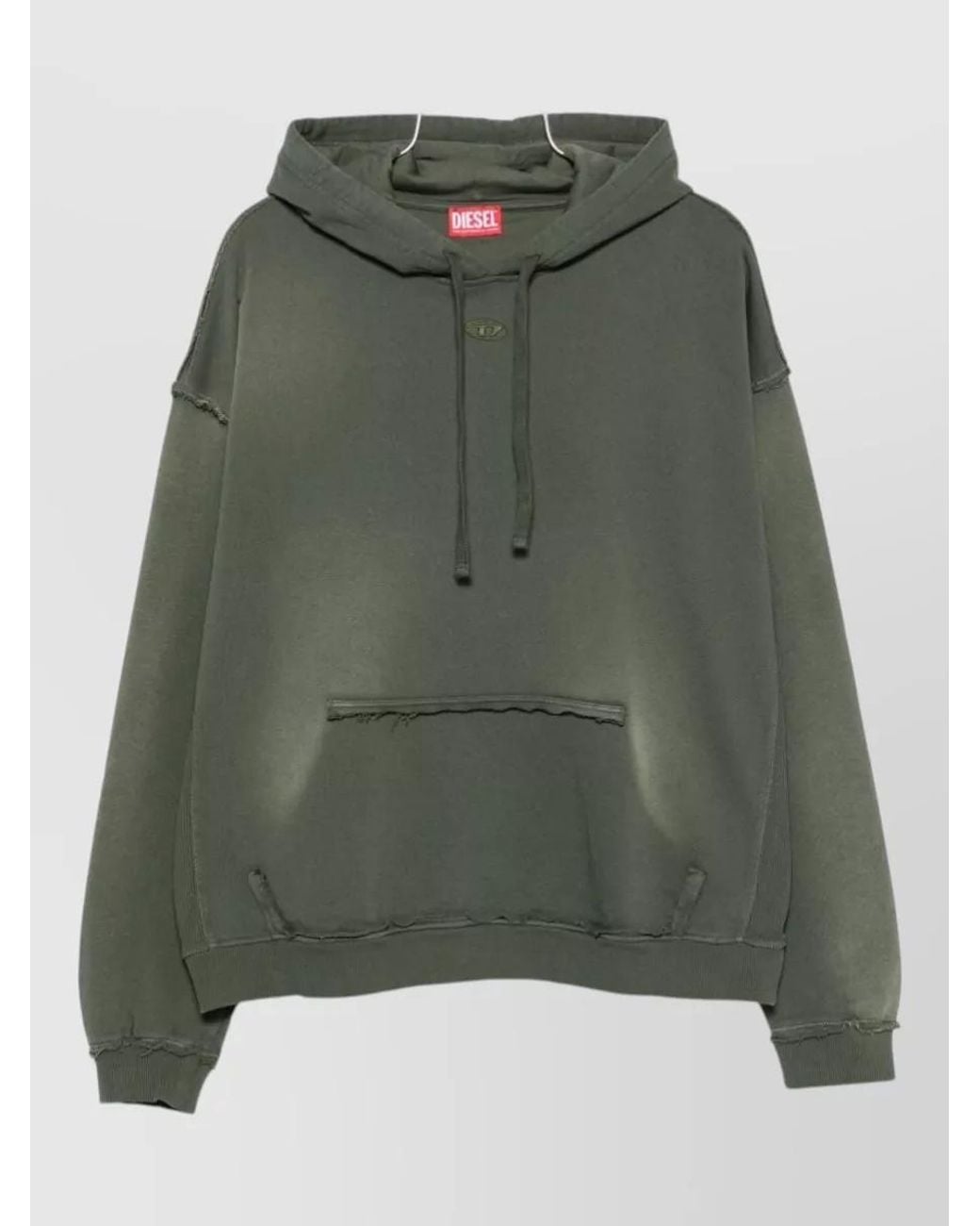 DIESEL Green Cotton Hooded Loose-Fit Sweatshirt for men