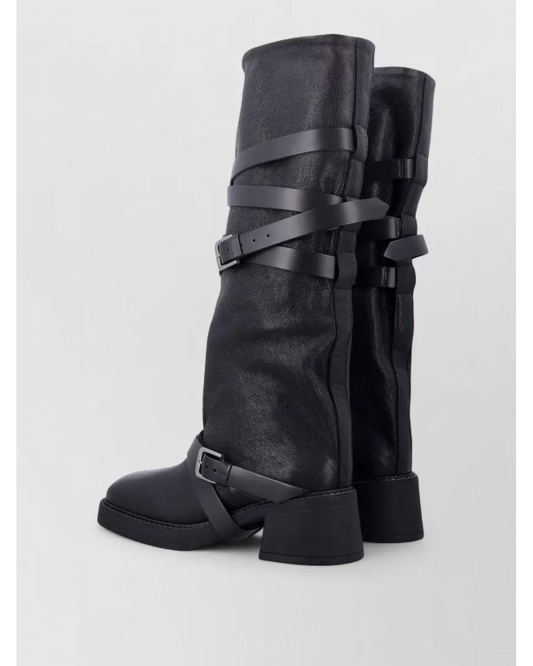 Miista Blue Leather Belt Boots