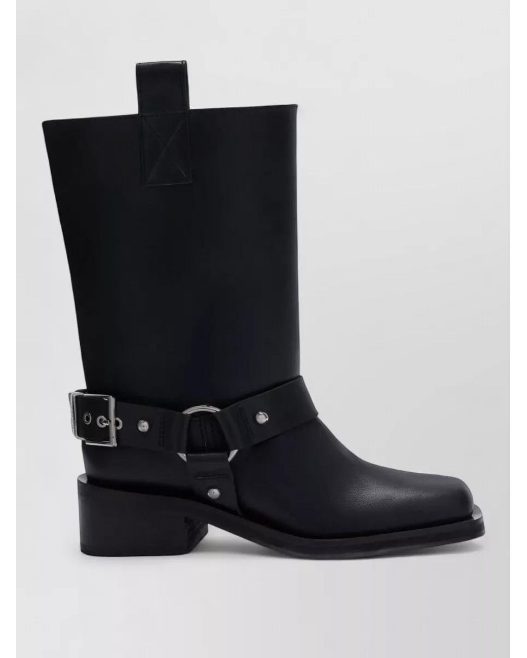Ganni Black Leather Biker Boots