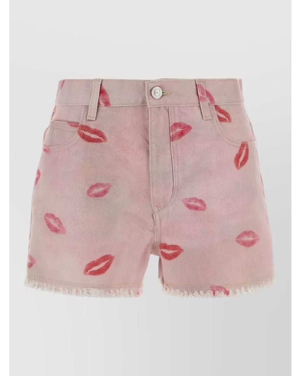Isabel Marant Pink Printed Denim Tailored Shorts