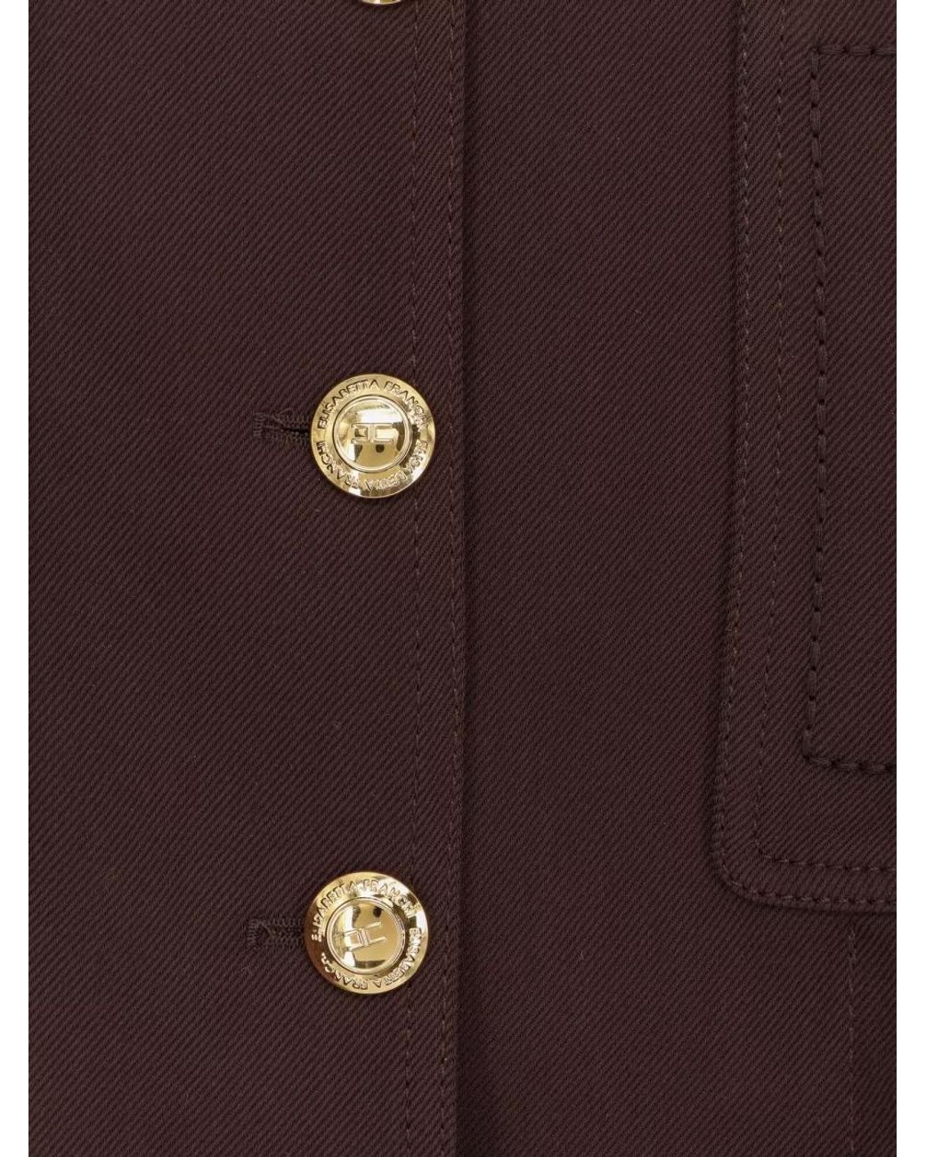 Elisabetta Franchi Brown Classic Button-Up Jacket