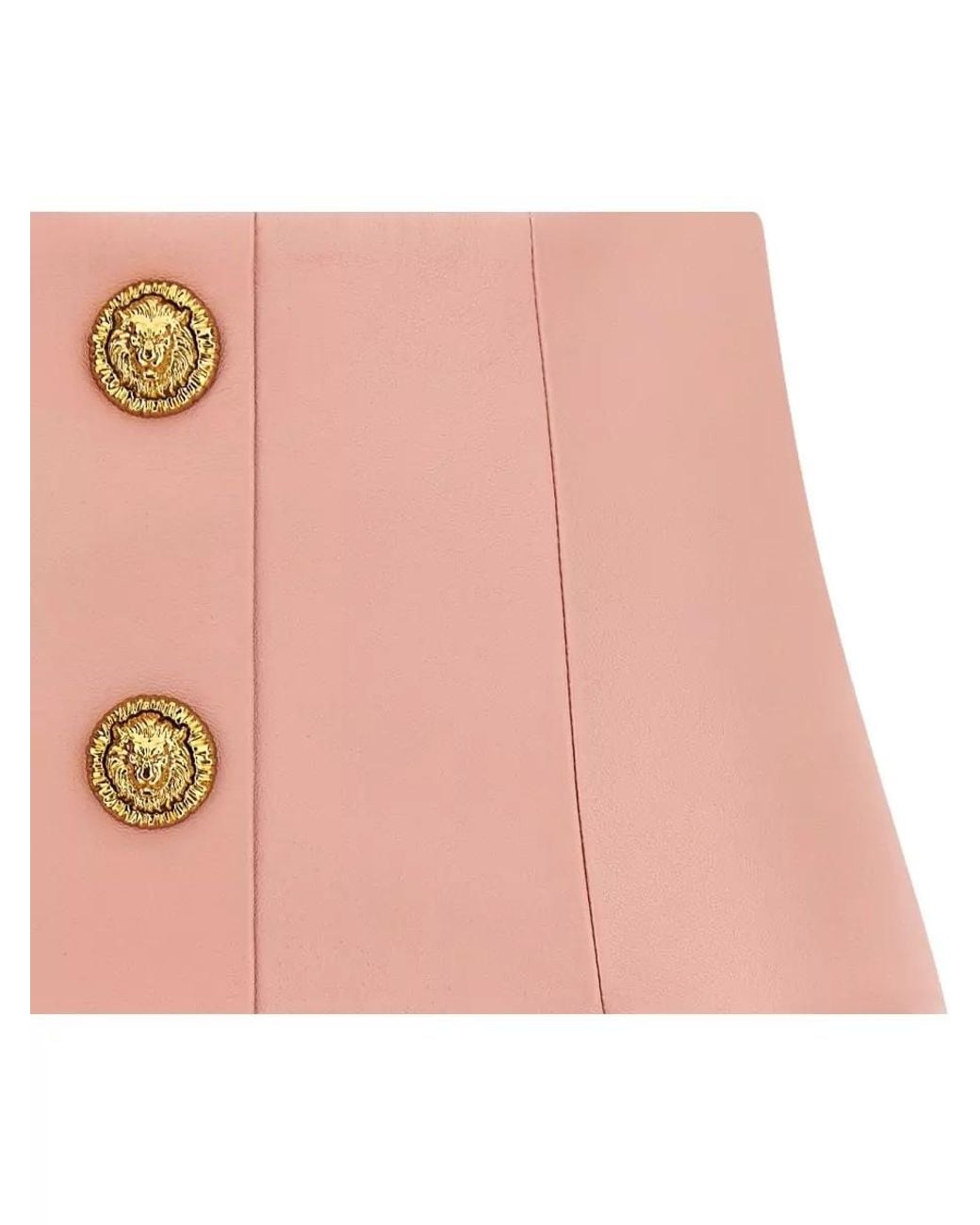Balmain Pink Leather High-Waisted Skirt