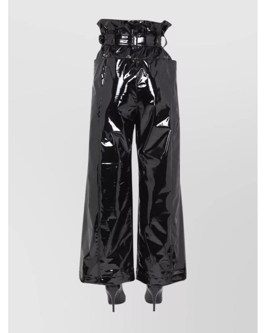 Philosophy Black Vinyl Wide-Leg Trousers