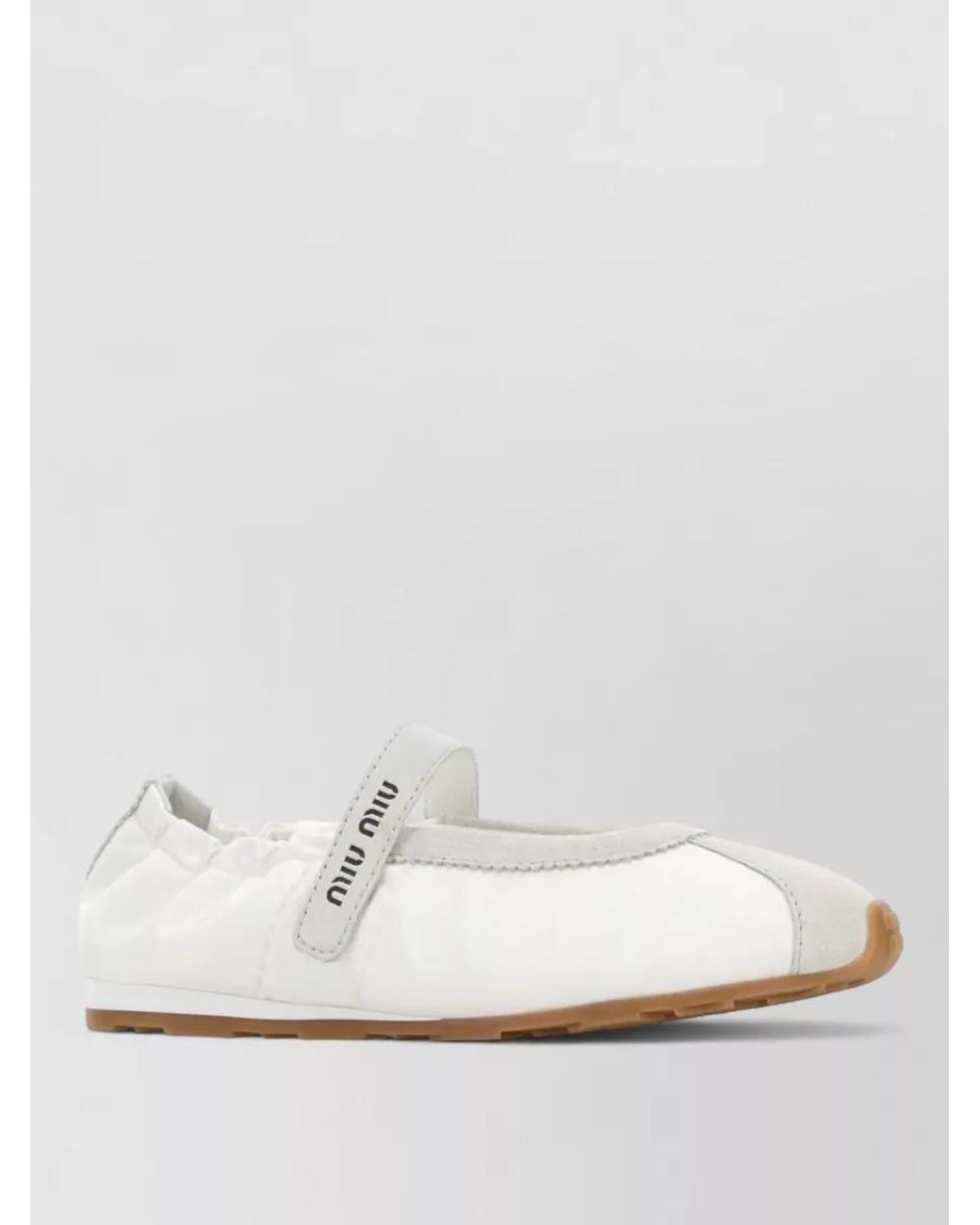 Miu Miu White Leather Ballerina Shoes