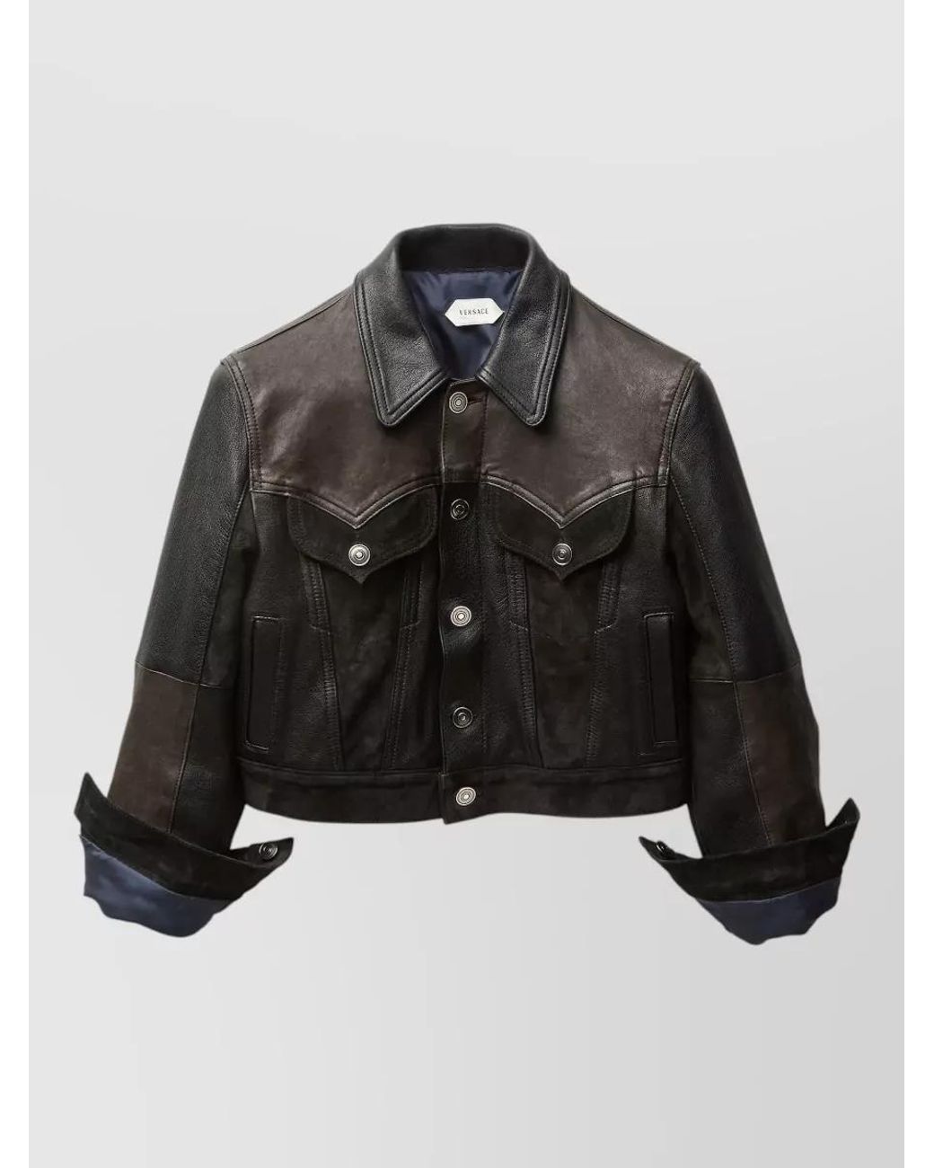 Versace Black Paneled Slim-Fit Leather Jacket
