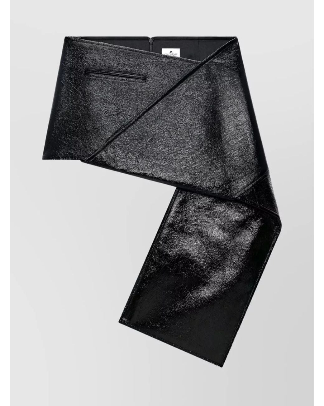 Courreges Black Vinyl Asymmetric Mini Skirt