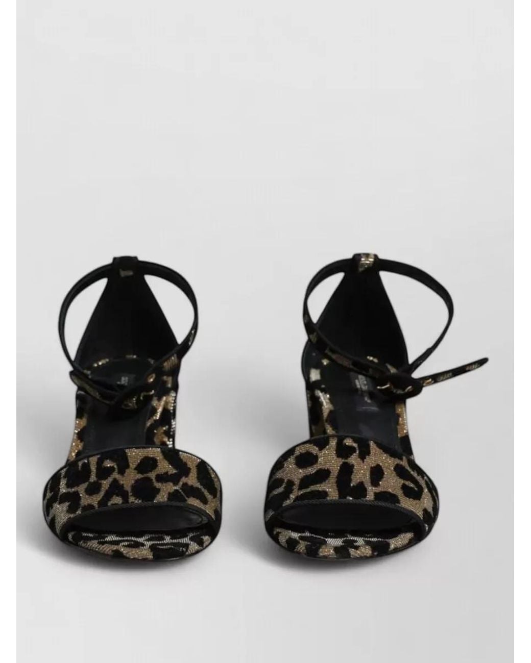 Dolce & Gabbana Black Leopard Ankle Strap Sandals
