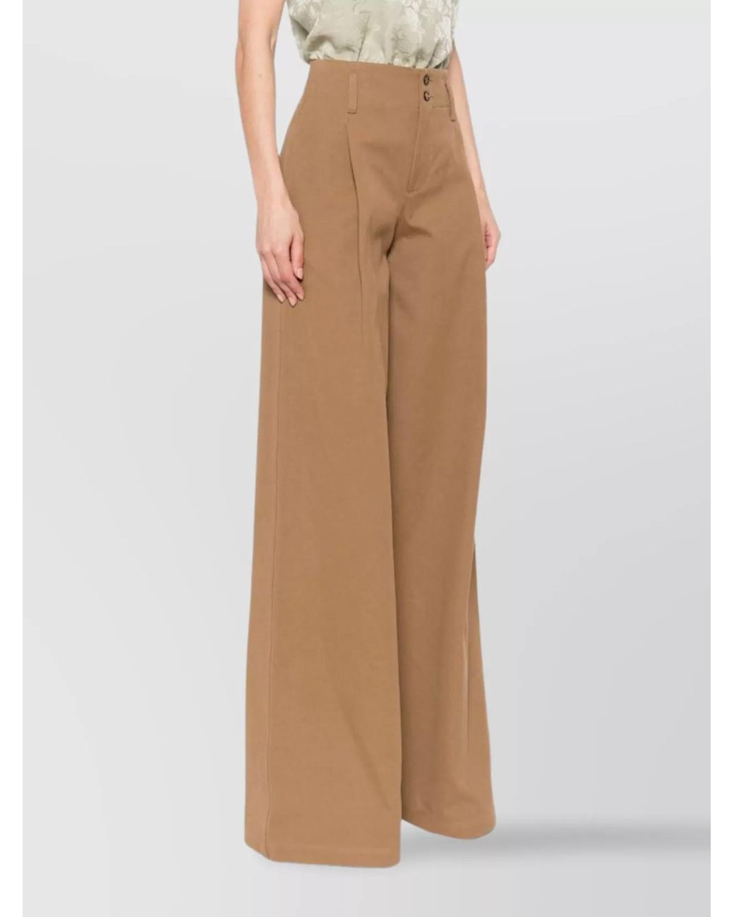Chloé Brown Cotton High-Rise Wide-Leg Trousers