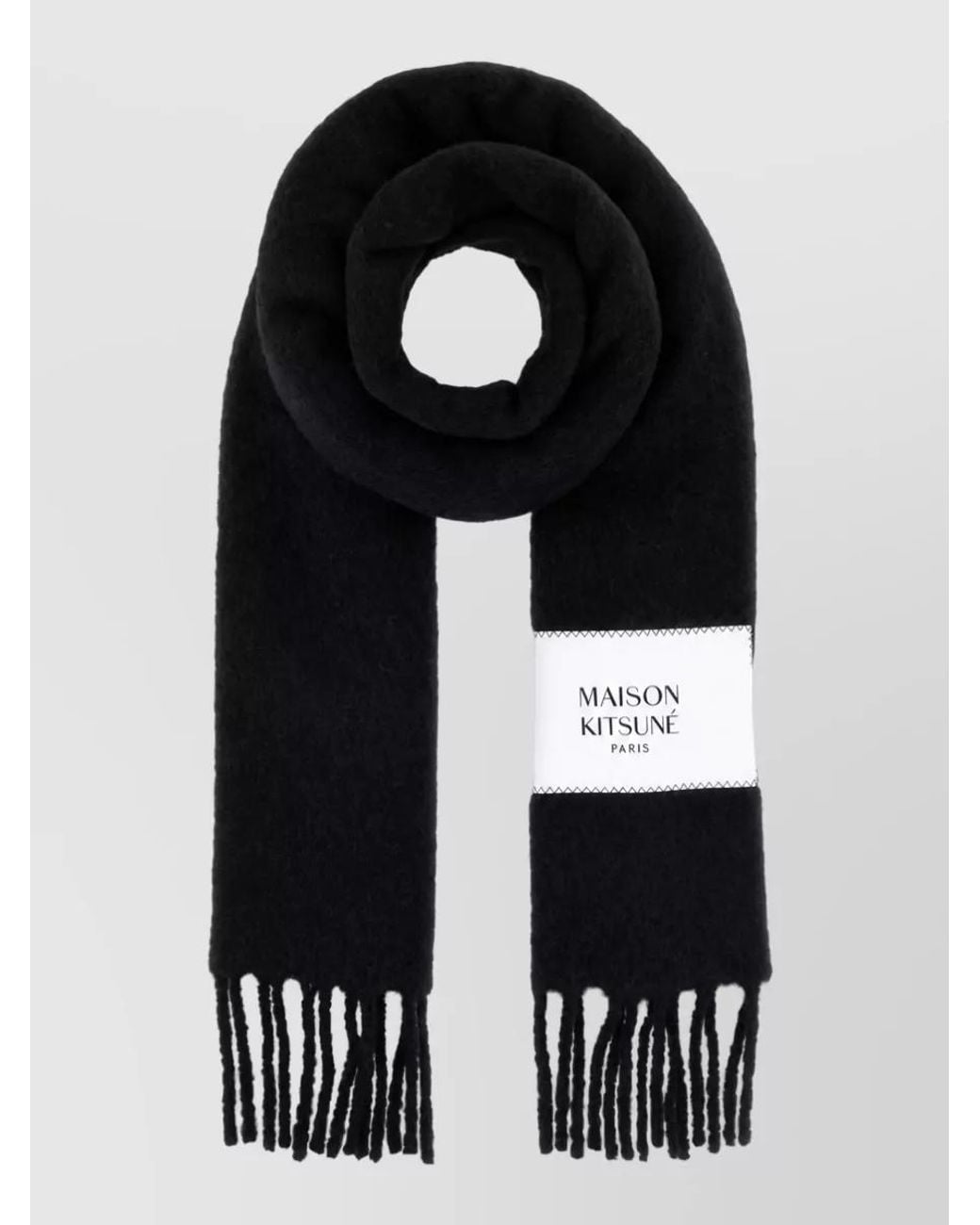 Maison Kitsuné Black Alpaca Scarf for men