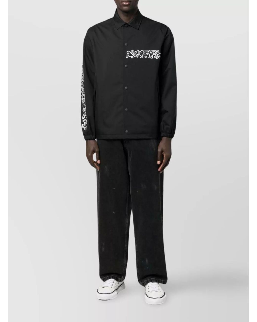 Junya Watanabe Black Nylon Graphic-Print Shirt Jacket for men