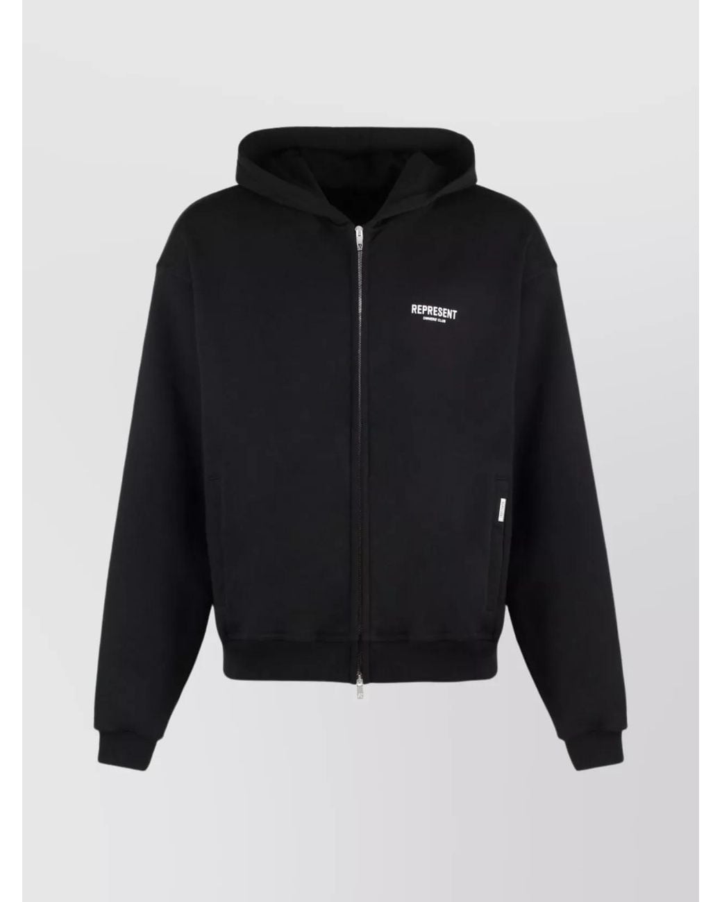 Represent Blue Cotton Zip-Up Hoodie for men