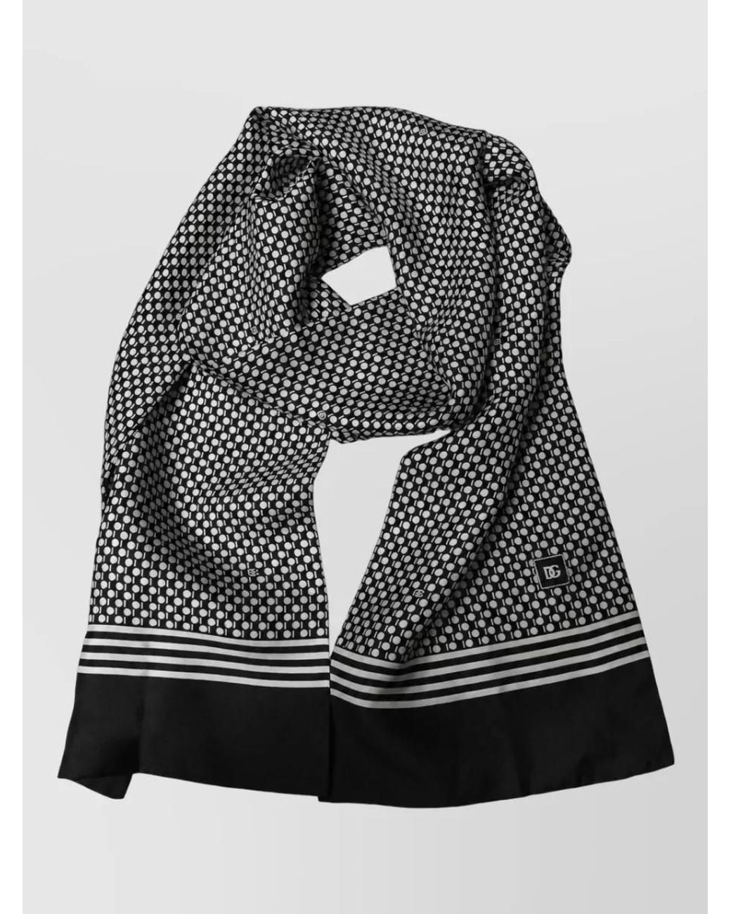 Dolce & Gabbana Gray Silk Geometric Scarf for men