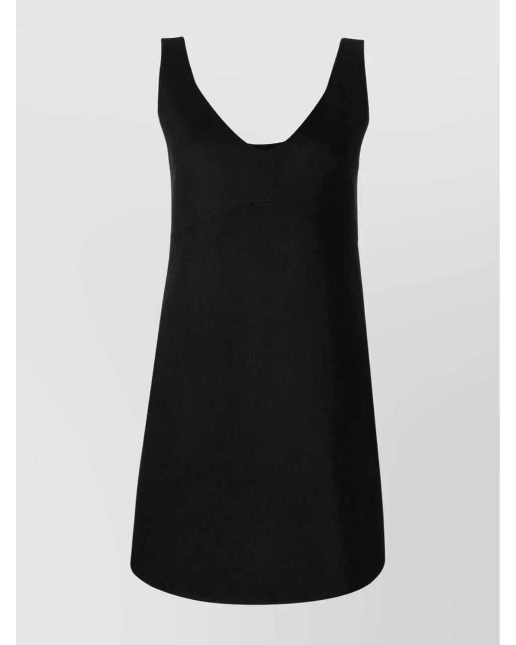 P.A.R.O.S.H. Black Wool V-Neck Sleeveless Mini Dress