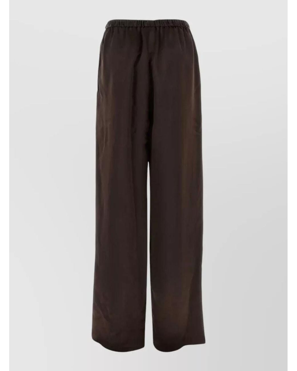 Ferragamo Brown Satin Wide-Leg Palazzo Trousers