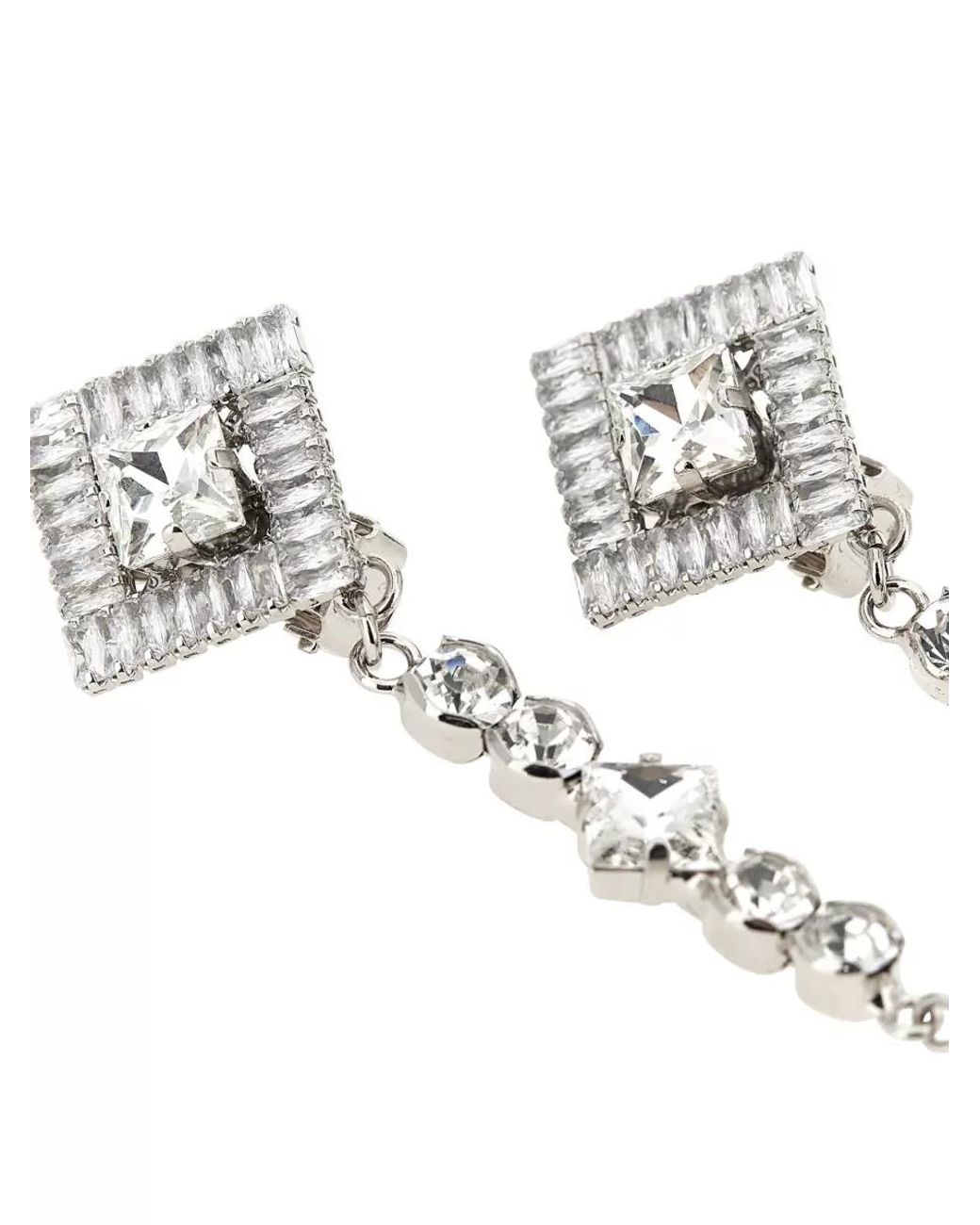 Alessandra Rich White Crystal Pearl Pendant Earrings