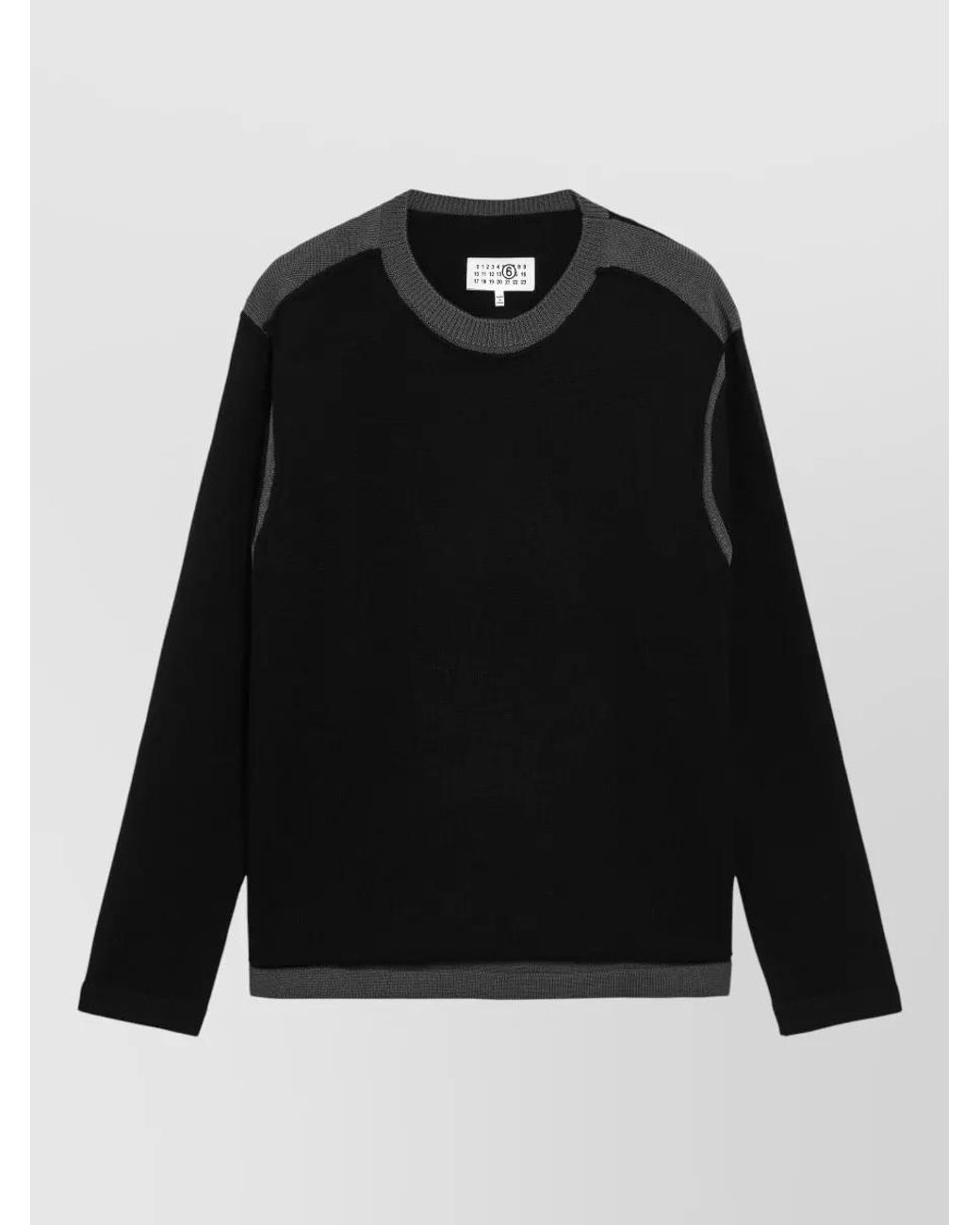 MM6 by Maison Margiela Black Merino Wool Crew-Neck Jumper for men