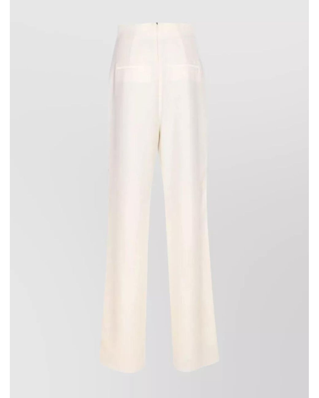 Max Mara White Wool High-Rise Tailored Trousers
