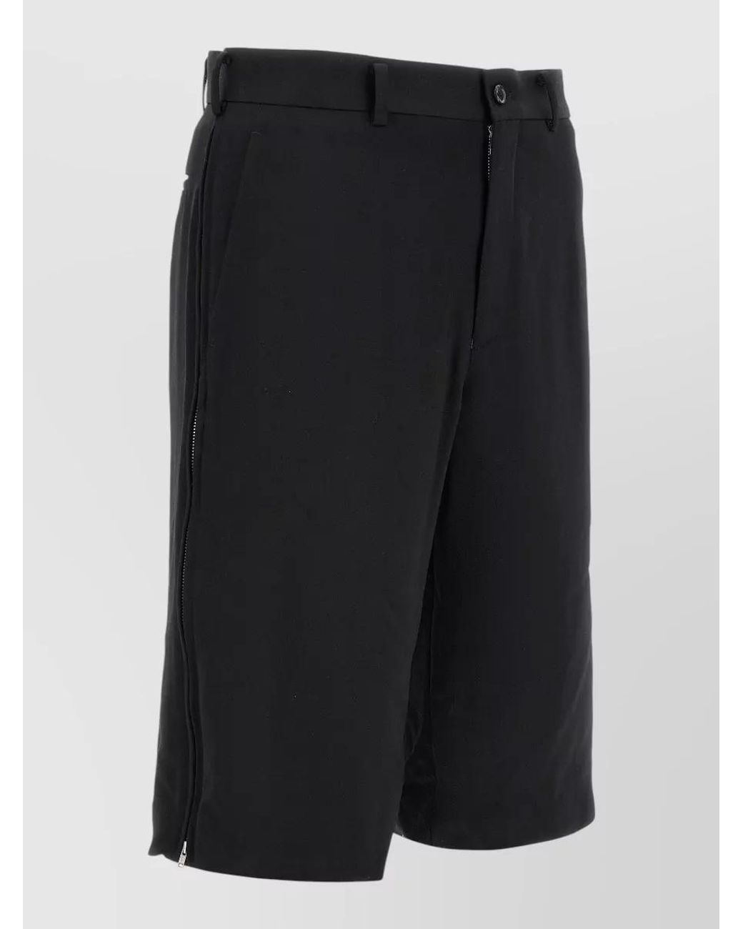 Comme des Garçons Black Wool Straight-Leg Zip Bermuda Shorts for men