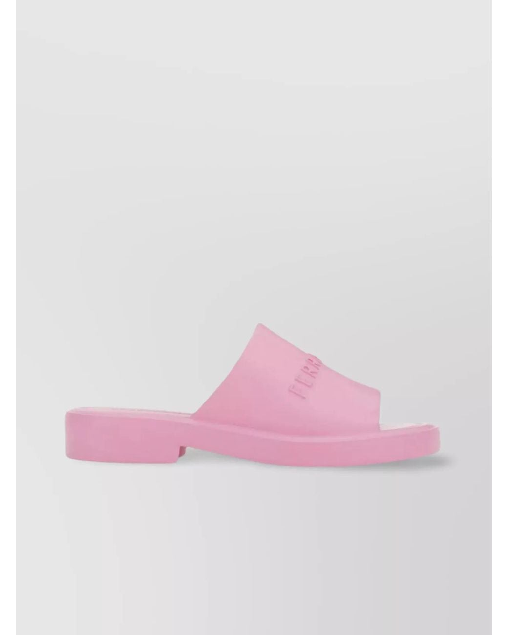 Ferragamo Pink Rubber Logo-Detail Slider Sandals