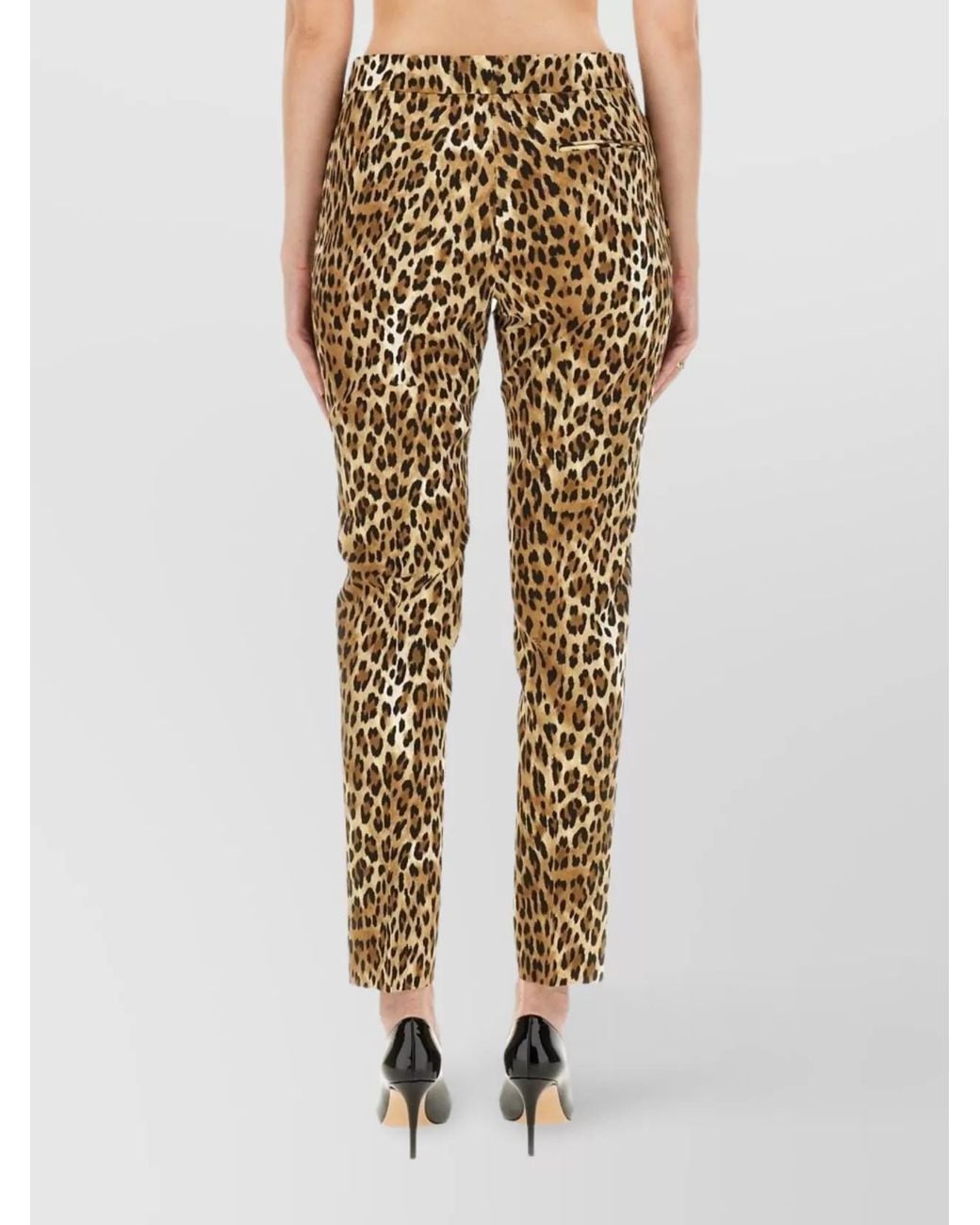 Moschino Natural Animal-Print Slim-Fit Trousers