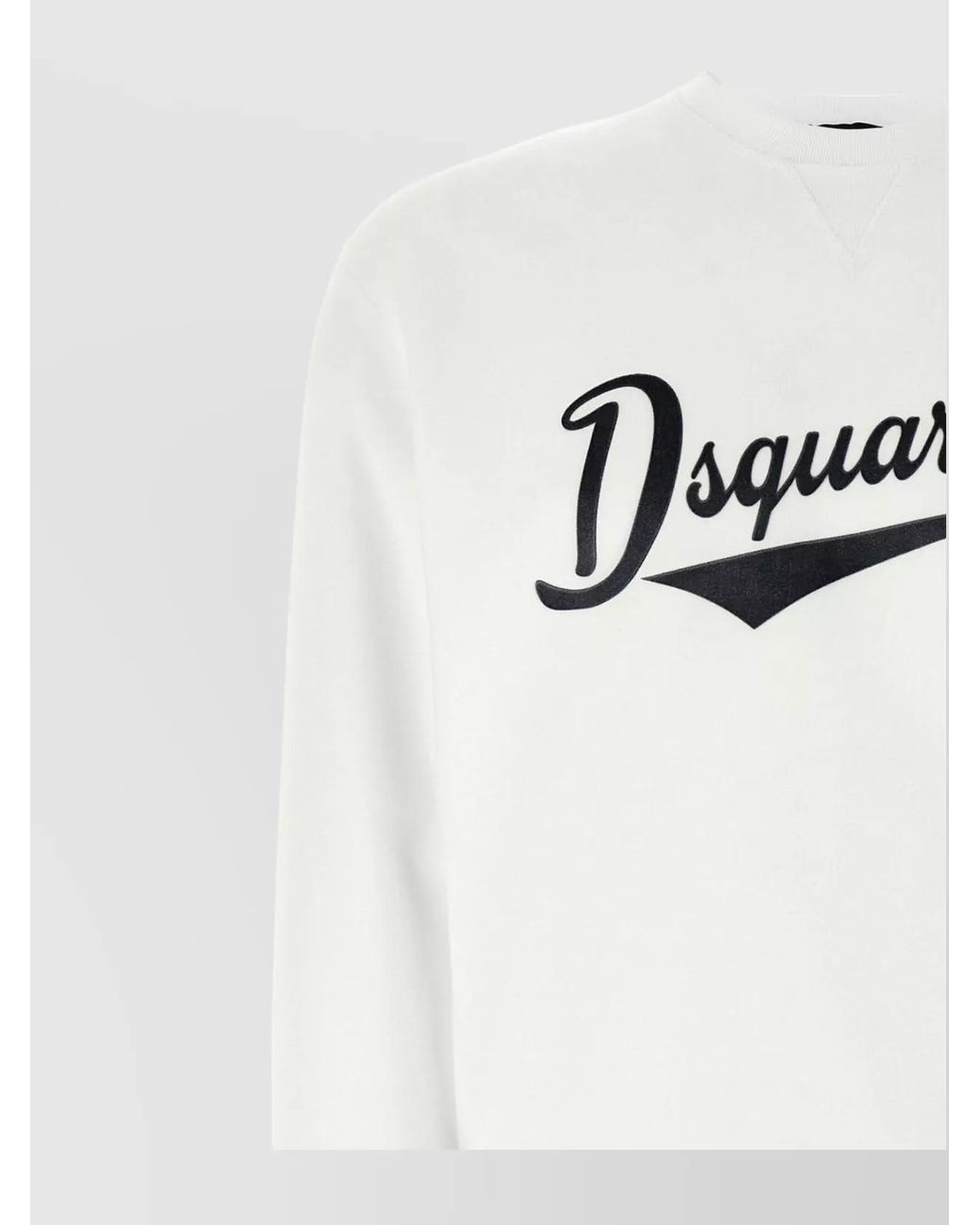 DSquared² White Cotton Logo Print Crew Neck Sweatshirt for men