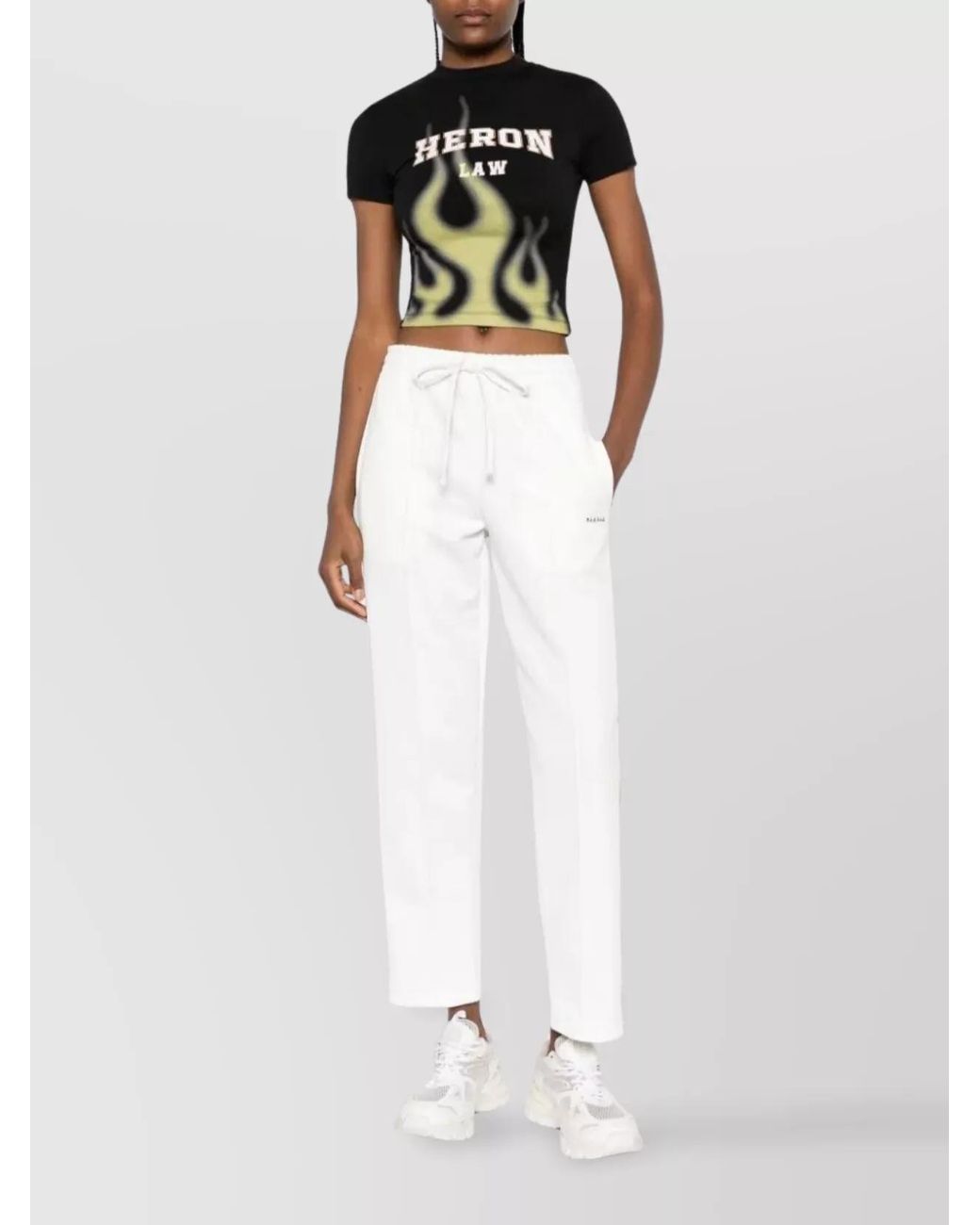 P.A.R.O.S.H. White Striped Cropped Track Pants