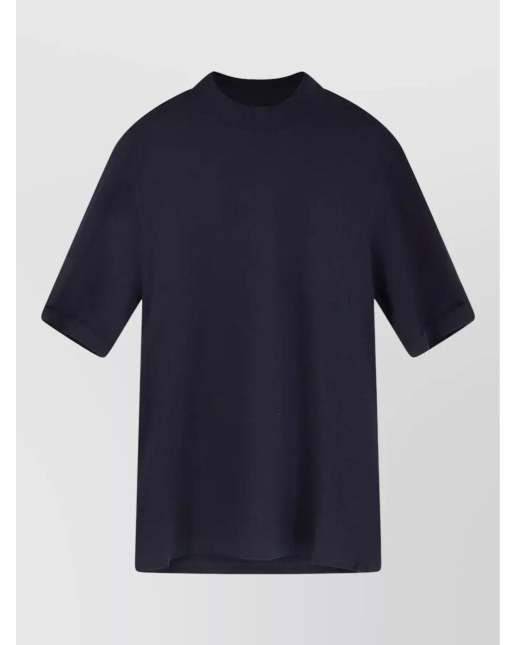 Brunello Cucinelli Blue Cotton Mock Neck Short-Sleeve T-Shirt for men