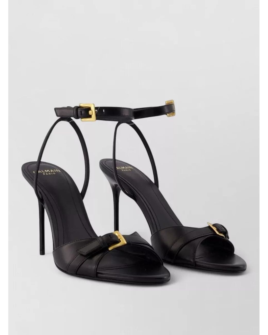 Balmain Black Leather Anthem Sandals