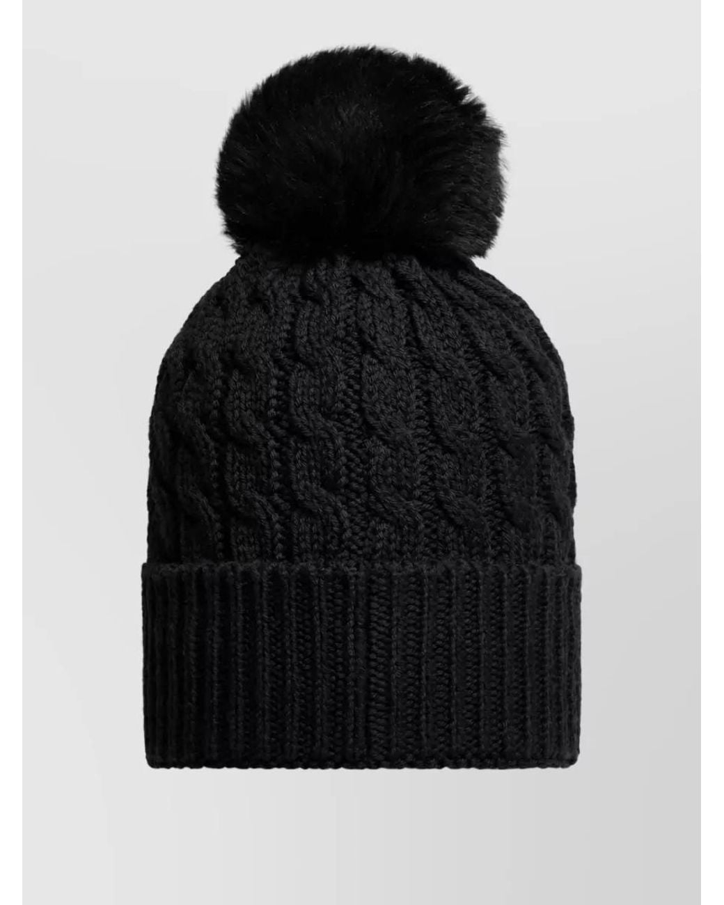 Moncler Black Cable-Knit Wool Beanie