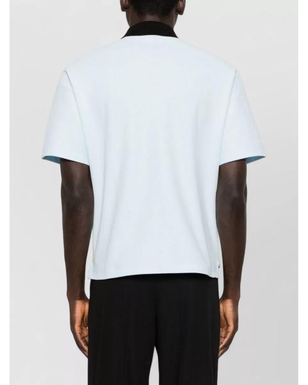 Lanvin Blue Cotton Contrast Collar Short Sleeve Polo Shirt for men