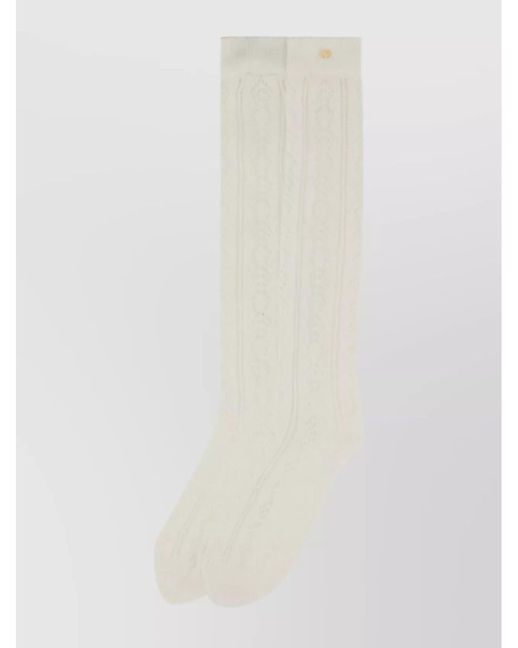 Valentino White Cotton Perforated Socks