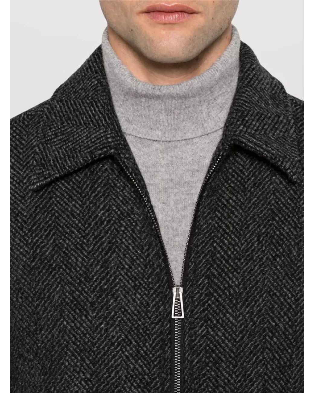 Paul Smith Black Herringbone Single-Breasted Coat for men