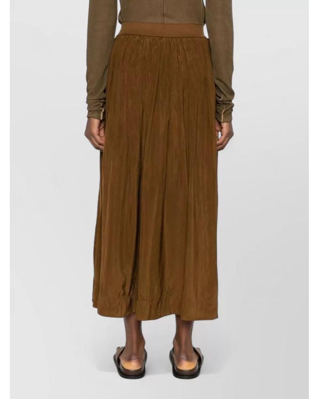 Uma Wang Natural High-Rise Pleated Midi Skirt