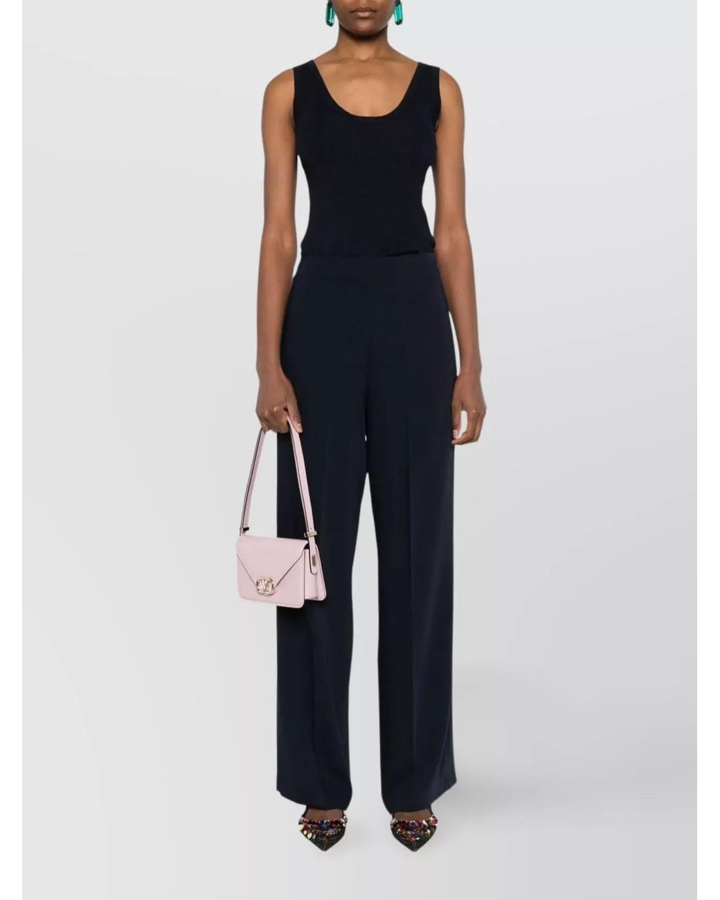 P.A.R.O.S.H. Blue High-Rise Wide-Leg Trousers