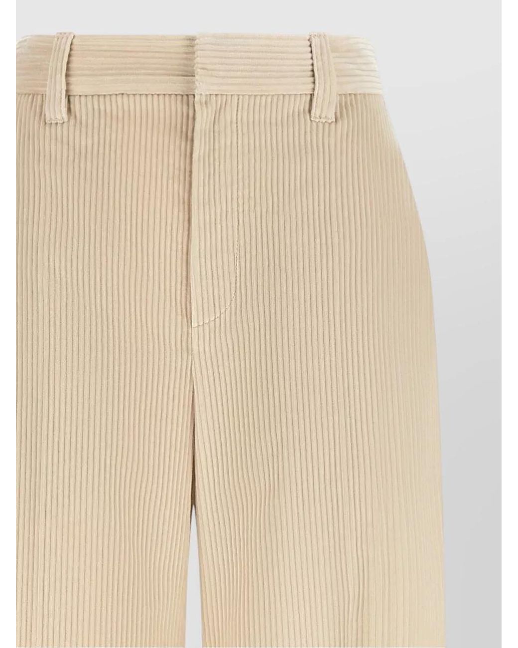 Brunello Cucinelli Natural Cotton Corduroy High-Rise Wide-Leg Trousers