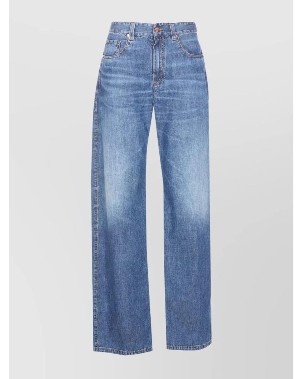 Brunello Cucinelli Blue Denim Relaxed-Fit Wide-Leg Jeans