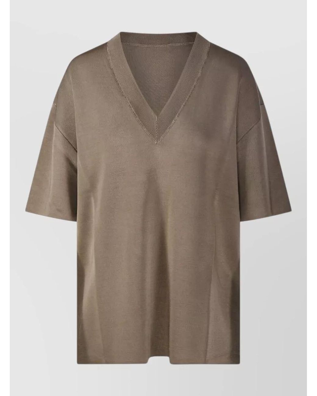 AMI Brown Short-Sleeve V-Neck Sweater