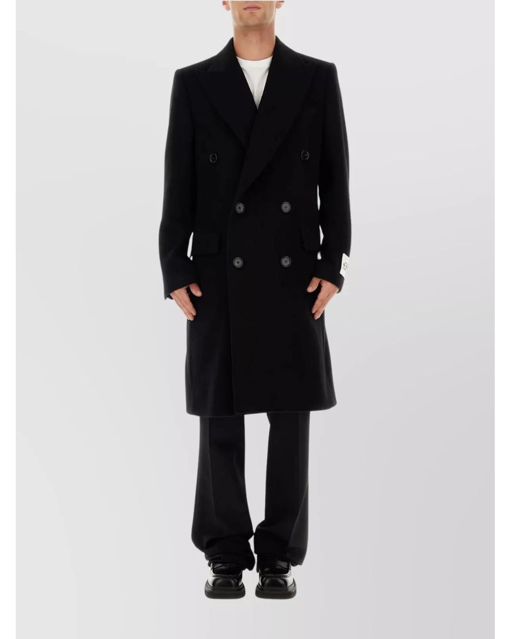 Dolce & Gabbana Black Virgin Wool Flared Wide-Leg Trousers for men