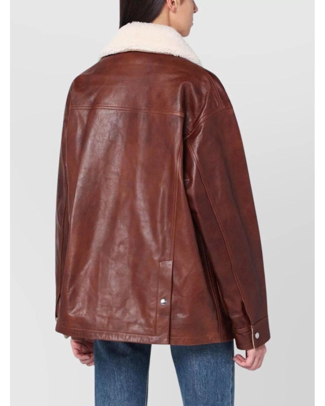 Halfboy Red Leather Shearling-Collar Jacket