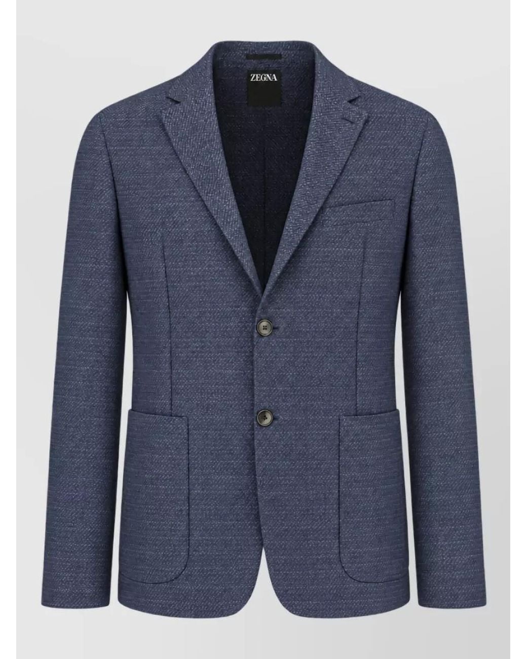 Zegna Blue Wool Single Breasted Suit for men