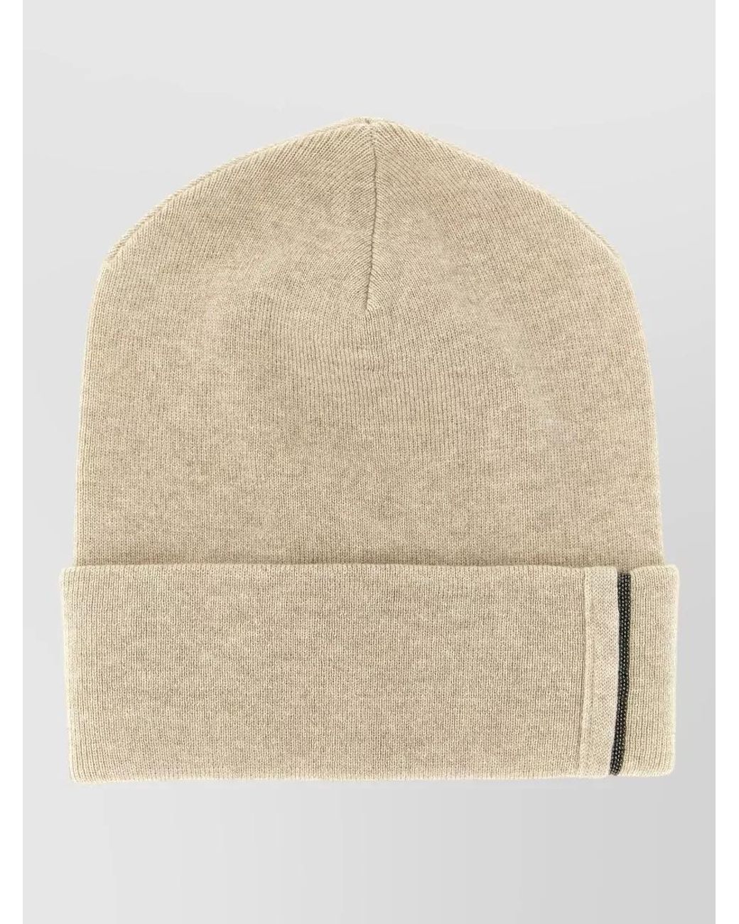 Brunello Cucinelli Natural Cashmere Ribbed Beanie