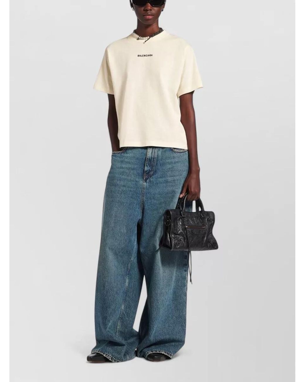Balenciaga Natural Cotton Logo-Embroidered Short-Sleeve T-Shirt