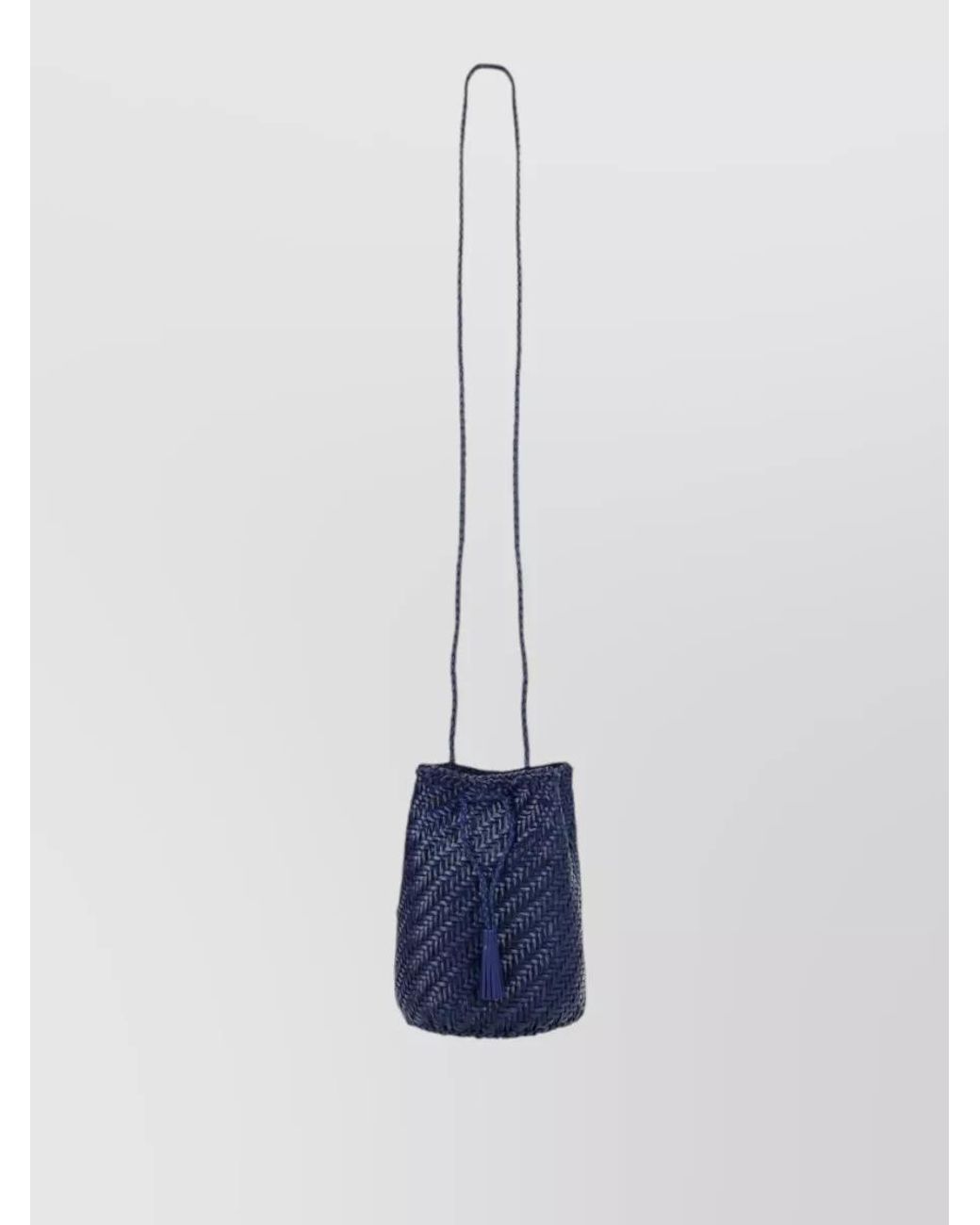 Dragon Diffusion Blue Pompom Double Jump Leather Bucket Bag