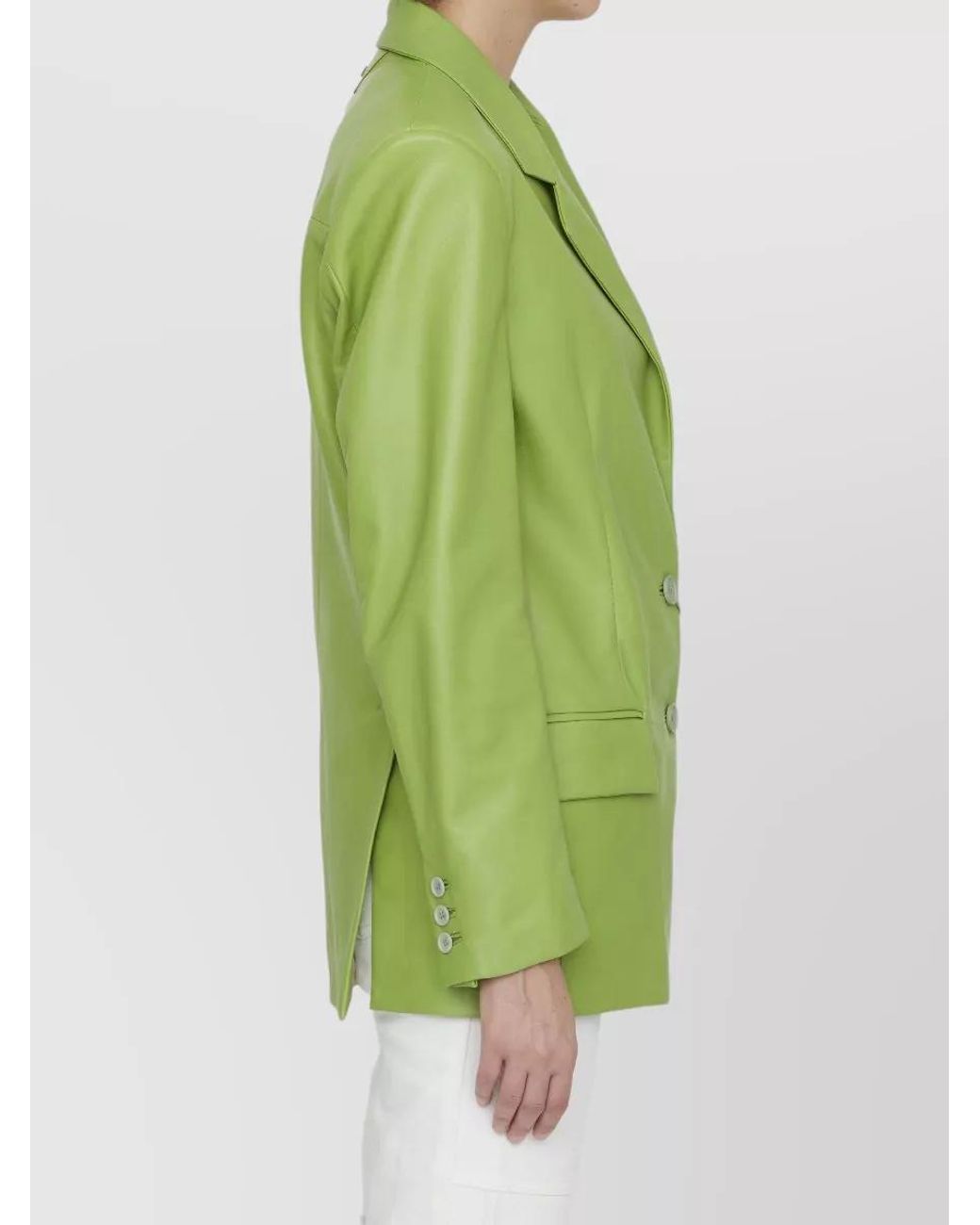 Salvatore Santoro Green Leather Oversized Single-Breasted Blazer